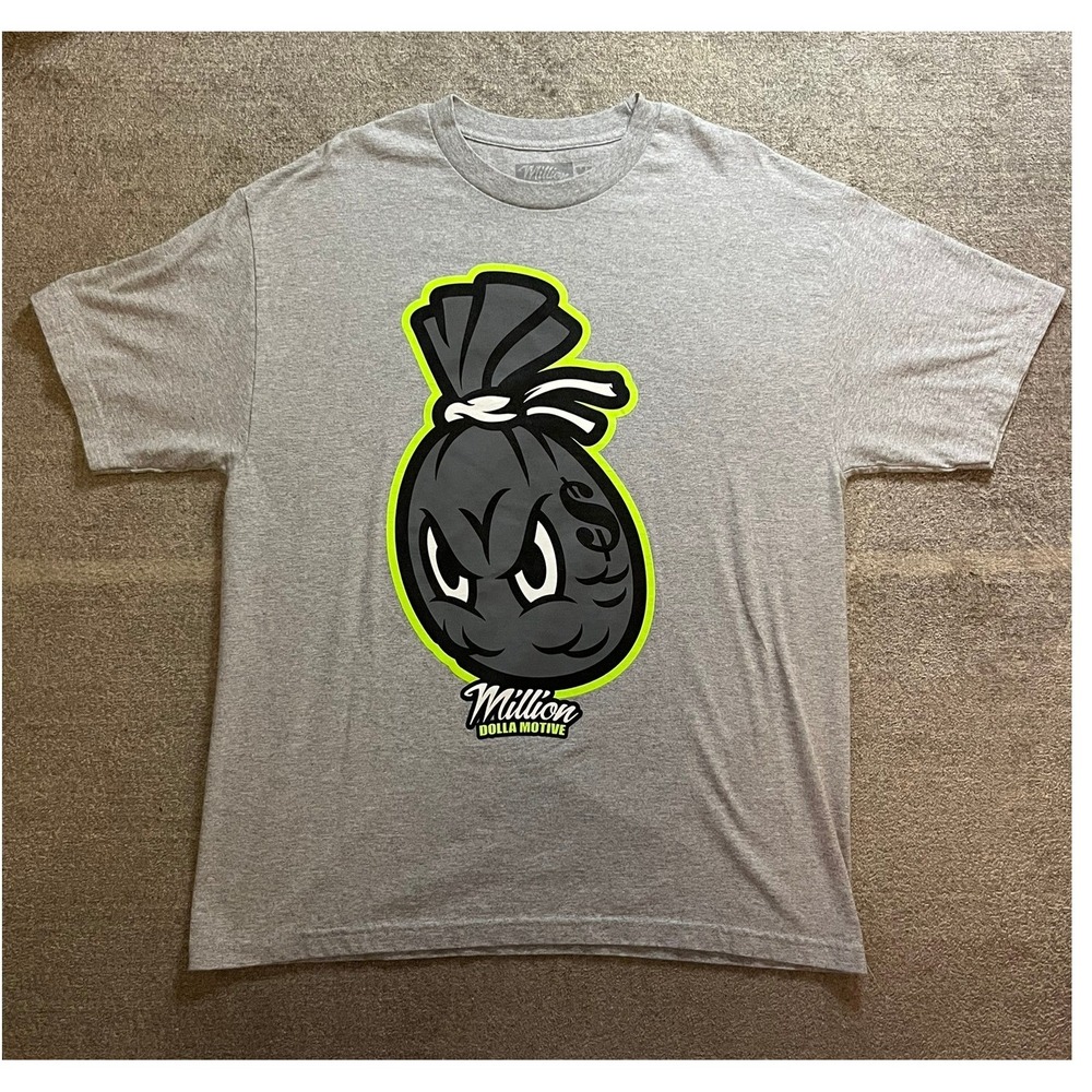 Million Dolla Motive Money Bag Graphic Tee Heather Gray XL Streetwear HipHop